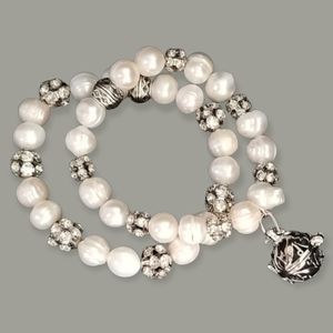 Hand Crafted Freshwater Pearl Diffuser Charm Bracelet Set